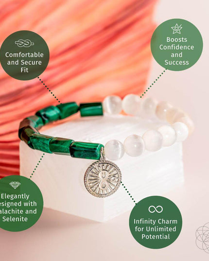 Infinite Triumph - Malachite & Selenite Success Bracelet