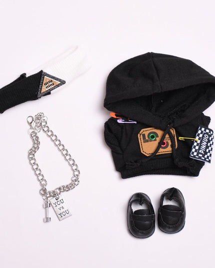 Labubu 17cm Black Sweatshirt Outfit for Vinyl Pendant & Blind Box Dolls【Apparel Only]