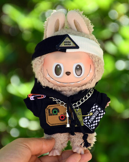 Labubu 17cm Black Sweatshirt Outfit for Vinyl Pendant & Blind Box Dolls【Apparel Only]