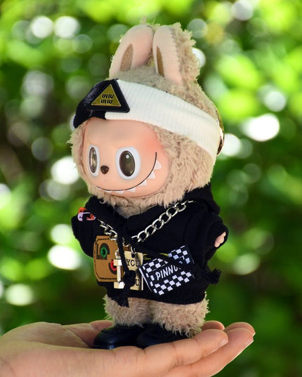 Labubu 17cm Black Sweatshirt Outfit for Vinyl Pendant & Blind Box Dolls【Apparel Only]