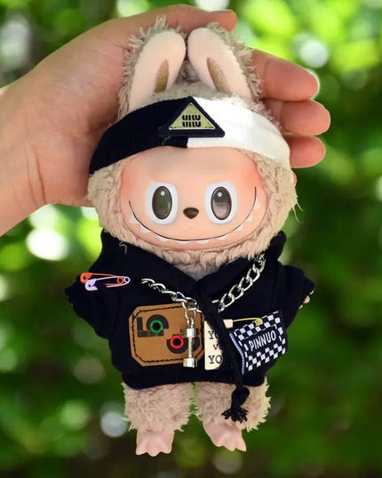 Labubu 17cm Black Sweatshirt Outfit for Vinyl Pendant & Blind Box Dolls【Apparel Only]