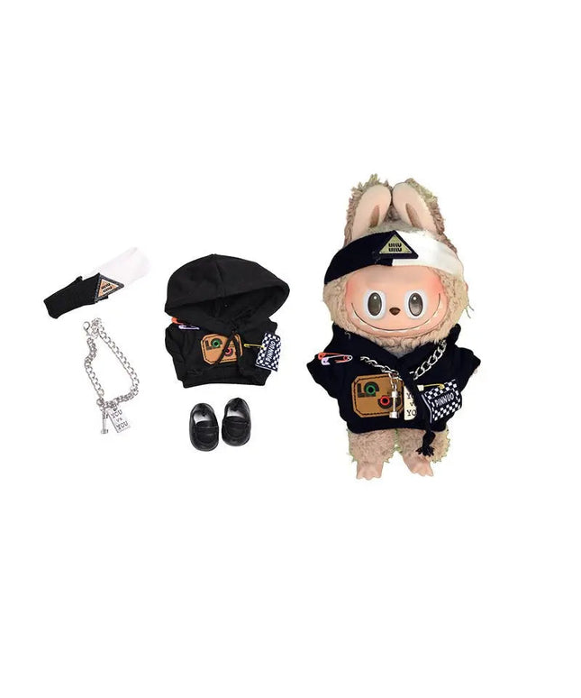 Labubu 17cm Black Sweatshirt Outfit for Vinyl Pendant & Blind Box Dolls【Apparel Only]