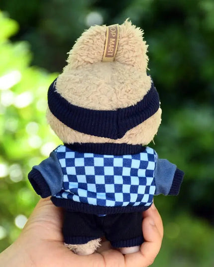 Labubu 17cm Blue Plaid Sweatshirt Outfit, Casual Keychain Fashion Set for Labubu Dolls【Apparel Only]