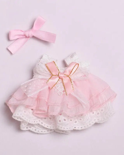 Labubu 17cm Pink Bowknot Gauze Dress, Cute Princess Outfit【Apparel Only]