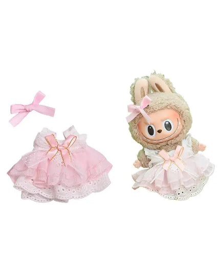 Labubu 17cm Pink Bowknot Gauze Dress, Cute Princess Outfit【Apparel Only]
