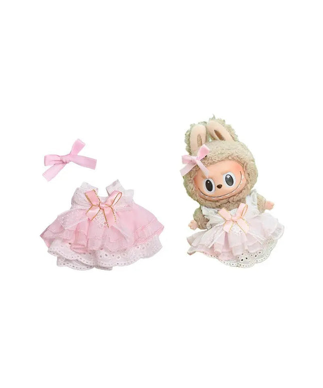 Labubu 17cm Pink Bowknot Gauze Dress, Cute Princess Outfit【Apparel Only]