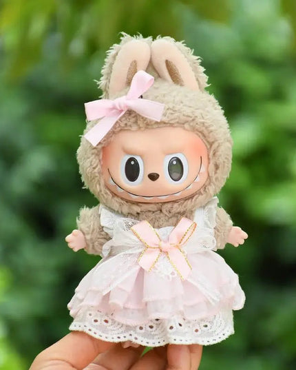 Labubu 17cm Pink Bowknot Gauze Dress, Cute Princess Outfit【Apparel Only]