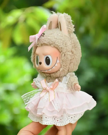 Labubu 17cm Pink Bowknot Gauze Dress, Cute Princess Outfit【Apparel Only]