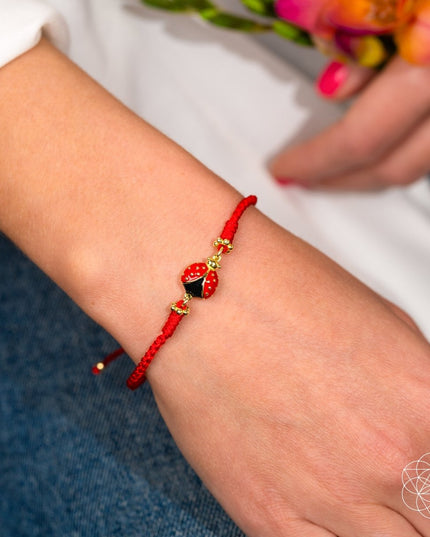 Lucky Ladybug - Four-Strand Red String Bracelet