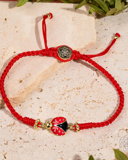 Lucky Ladybug - Four-Strand Red String Bracelet