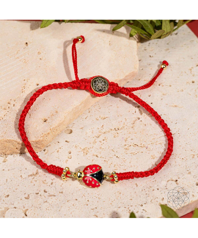 Lucky Ladybug - Four-Strand Red String Bracelet