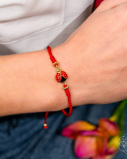 Lucky Ladybug - Four-Strand Red String Bracelet