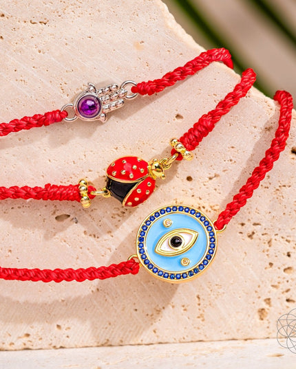 Lucky Ladybug - Four-Strand Red String Bracelet