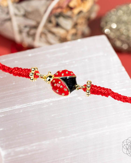 Lucky Ladybug - Four-Strand Red String Bracelet
