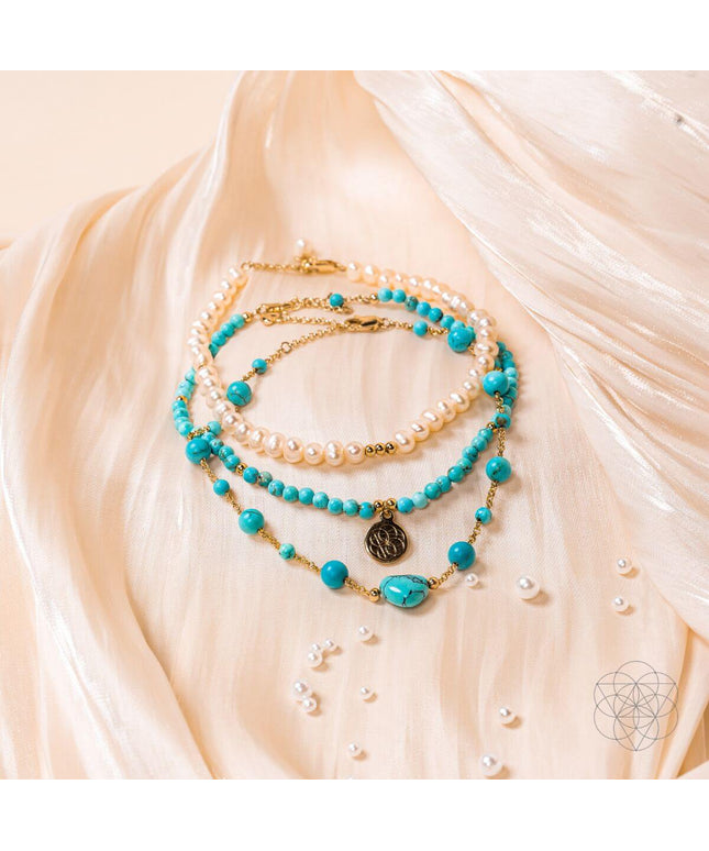 Luminous Glow - The Turquoise and Pearl Anklets of Love
