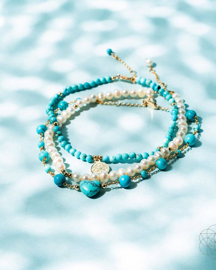 Luminous Glow - The Turquoise and Pearl Anklets of Love