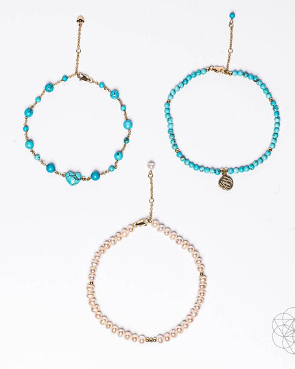 Luminous Glow - The Turquoise and Pearl Anklets of Love