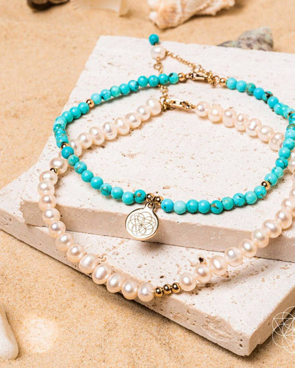 Luminous Glow - The Turquoise and Pearl Anklets of Love