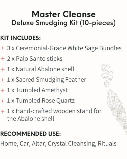 Master Cleanse - Deluxe Smudging Kit (10-Pieces)