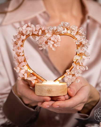 Mend My Broken Heart - Rose & Clear Quartz Tree Lamp