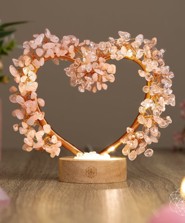 Mend My Broken Heart - Rose & Clear Quartz Tree Lamp