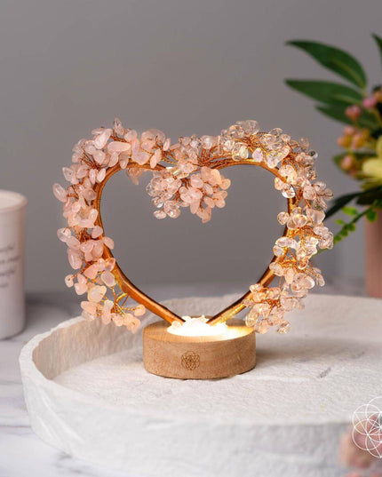 Mend My Broken Heart - Rose & Clear Quartz Tree Lamp