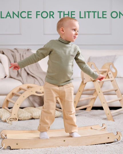 4in1 Montessori Climbing Set: Pikler Triangle, Arch, Slide Board, and Cushion for Toddlers (1–3 Years)