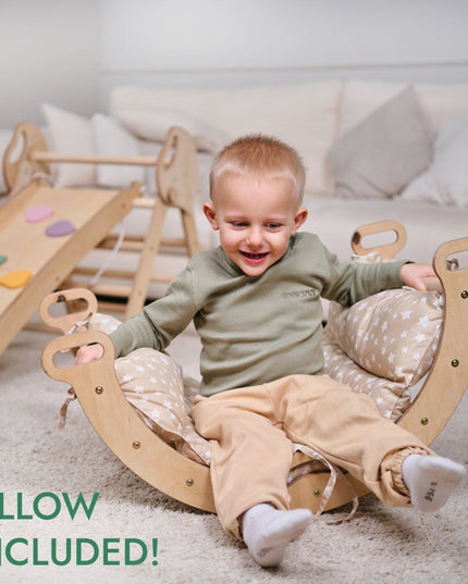 4in1 Montessori Climbing Set: Pikler Triangle, Arch, Slide Board, and Cushion for Toddlers (1–3 Years)