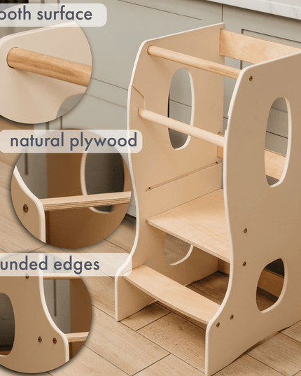 Stable Montessori Tower: Wooden Growing Chair - Ivory