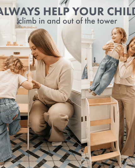 Stable Montessori Tower: Wooden Growing Chair - Ivory