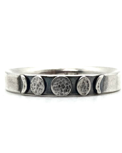 Moon Phase Band Ring in Sterling Silver