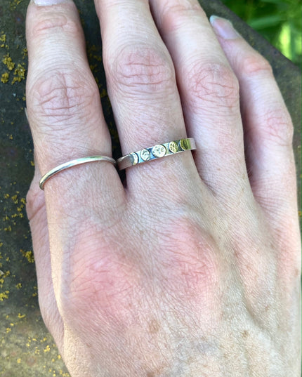 Moon Phase Band Ring in Brass and Sterling Silver
