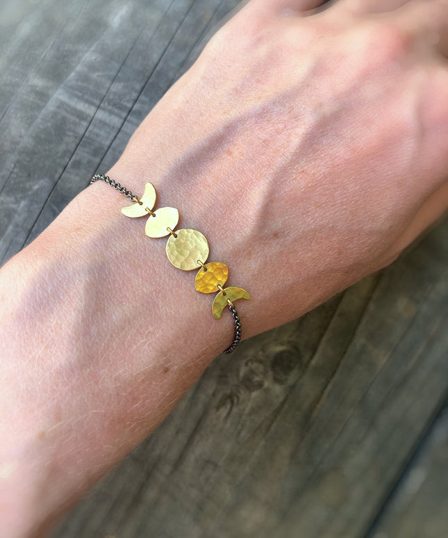 Moon Phase Bracelet in Oxidized Sterling Silver and Brass