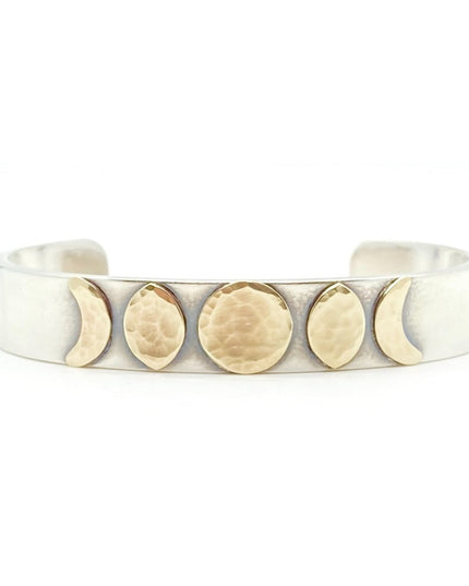 Moon Phase Cuff Bracelet in Sterling Silver and Brass
