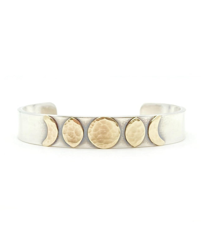 Moon Phase Cuff Bracelet in Sterling Silver and Brass