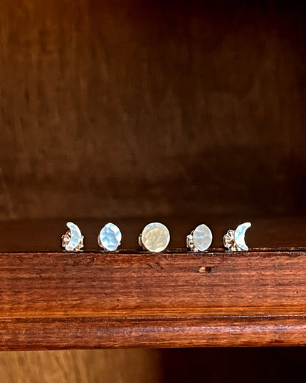 Moon Phase Stud Earring Set in Sterling Silver