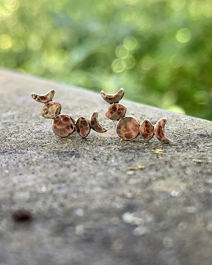 Moon Phase Stud Earrings in Sterling Silver
