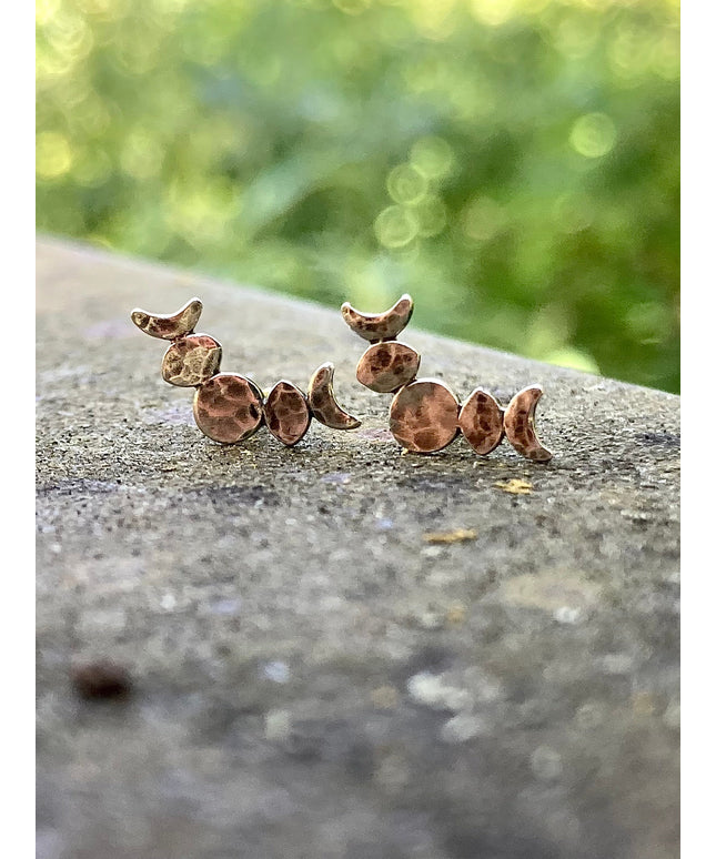 Moon phase studs - 12 pairs - wholesale