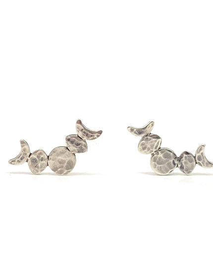 Moon Phase Stud Earrings in Sterling Silver
