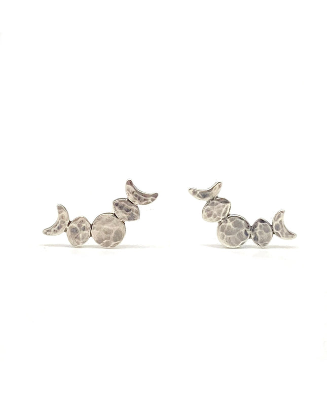 Moon Phase Stud Earrings in Sterling Silver