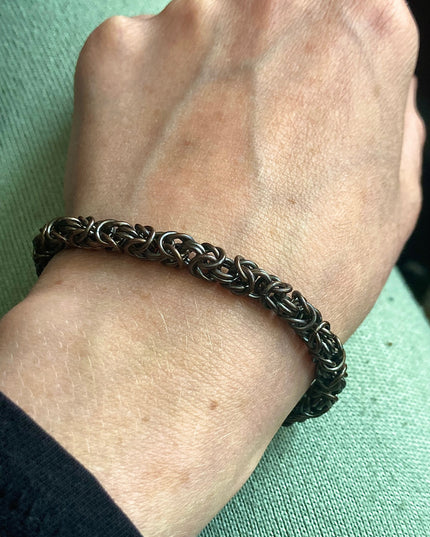 Byzantine Chainmaille Bracelet in Oxidized Copper