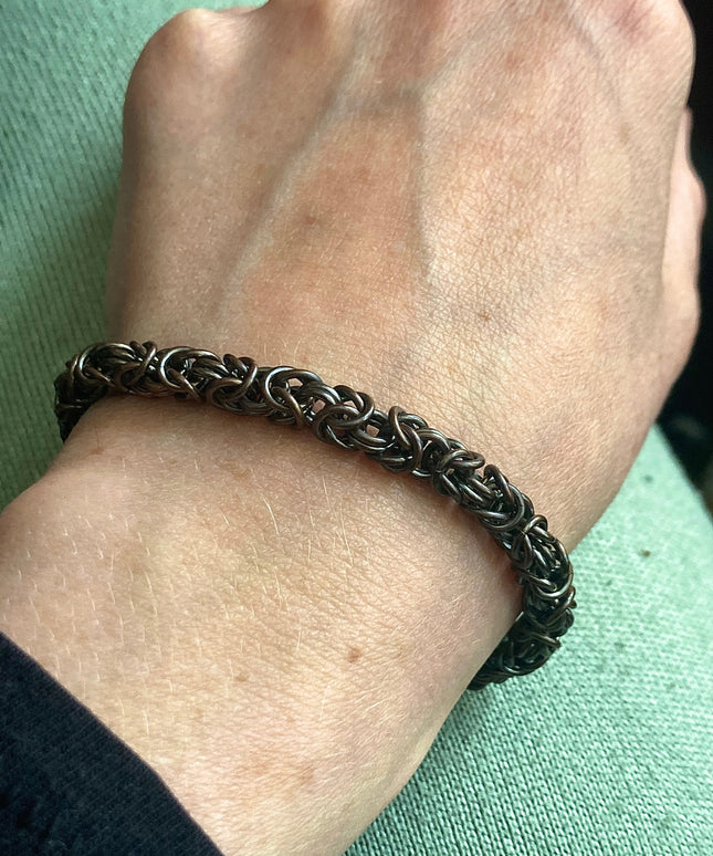 Byzantine Chainmaille Bracelet in Oxidized Copper