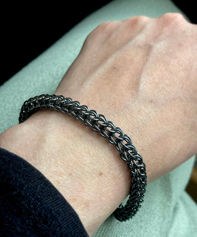 Foxtail Chainmaille Bracelet in Oxidized Sterling Silver