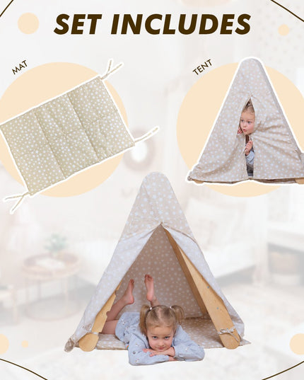 Play Tent Cover with Mat for Climbing Triangle Ladder