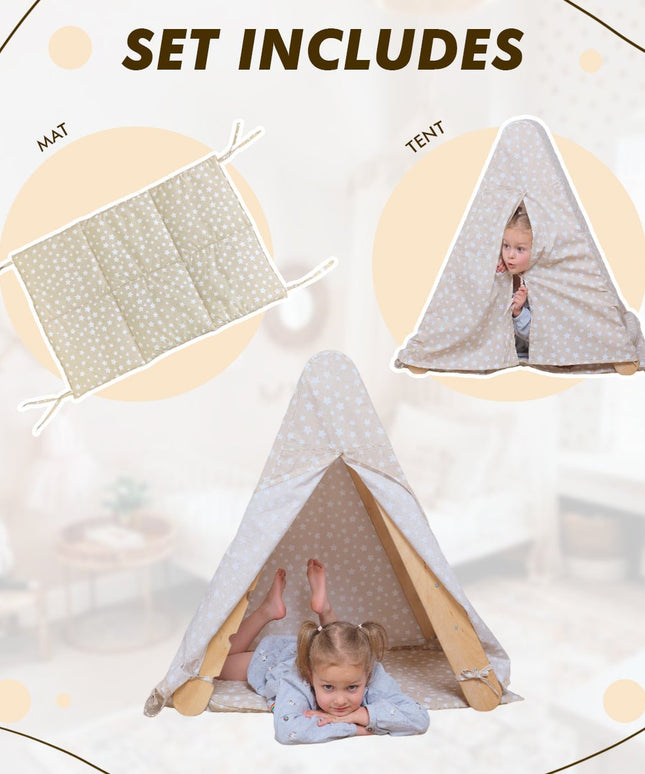 Play Tent Cover with Mat for Climbing Triangle Ladder