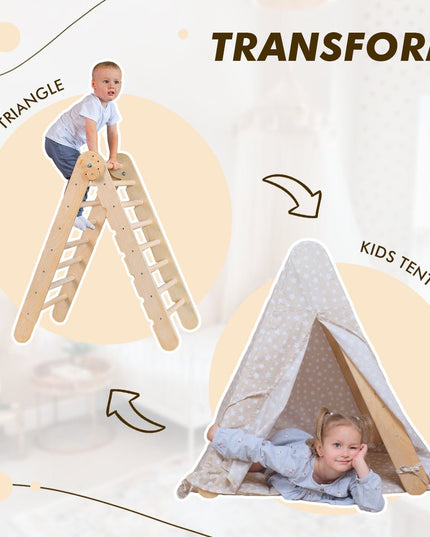 Play Tent Cover with Mat for Climbing Triangle Ladder