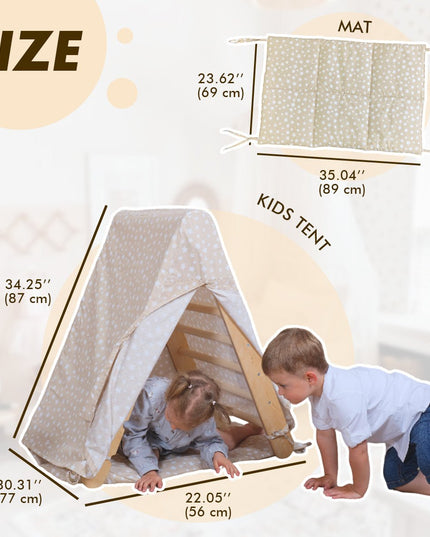 Play Tent Cover with Mat for Climbing Triangle Ladder