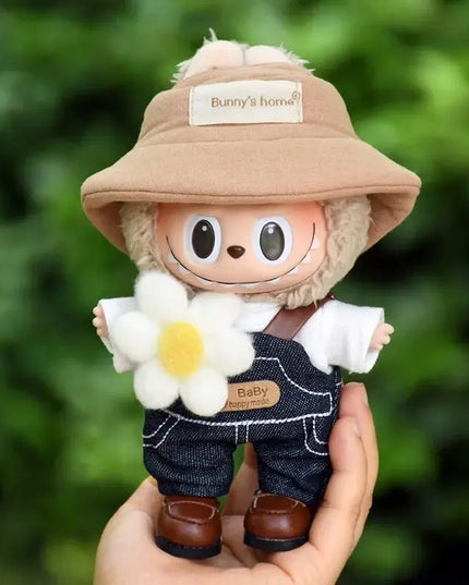 POP MART Labubu Spring Wilderness Overalls Set for 17cm Vinyl Plush Doll Pendant【Apparel Only】