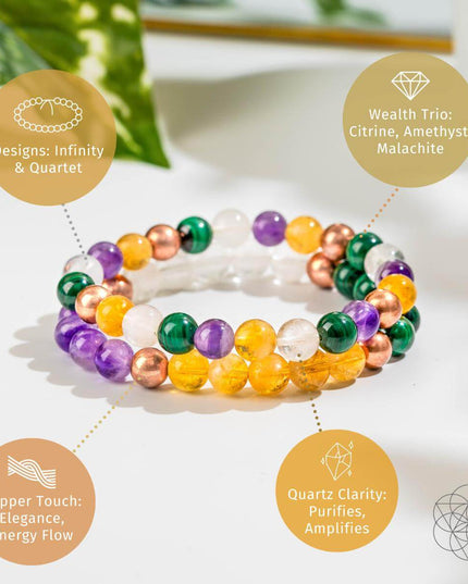 Powerhouse of Wealth Manifestation - Crystal Quartet Bracelet Set