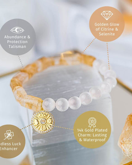 Quartet of Luck - Citrine & Selenite Bracelet of Serendipity